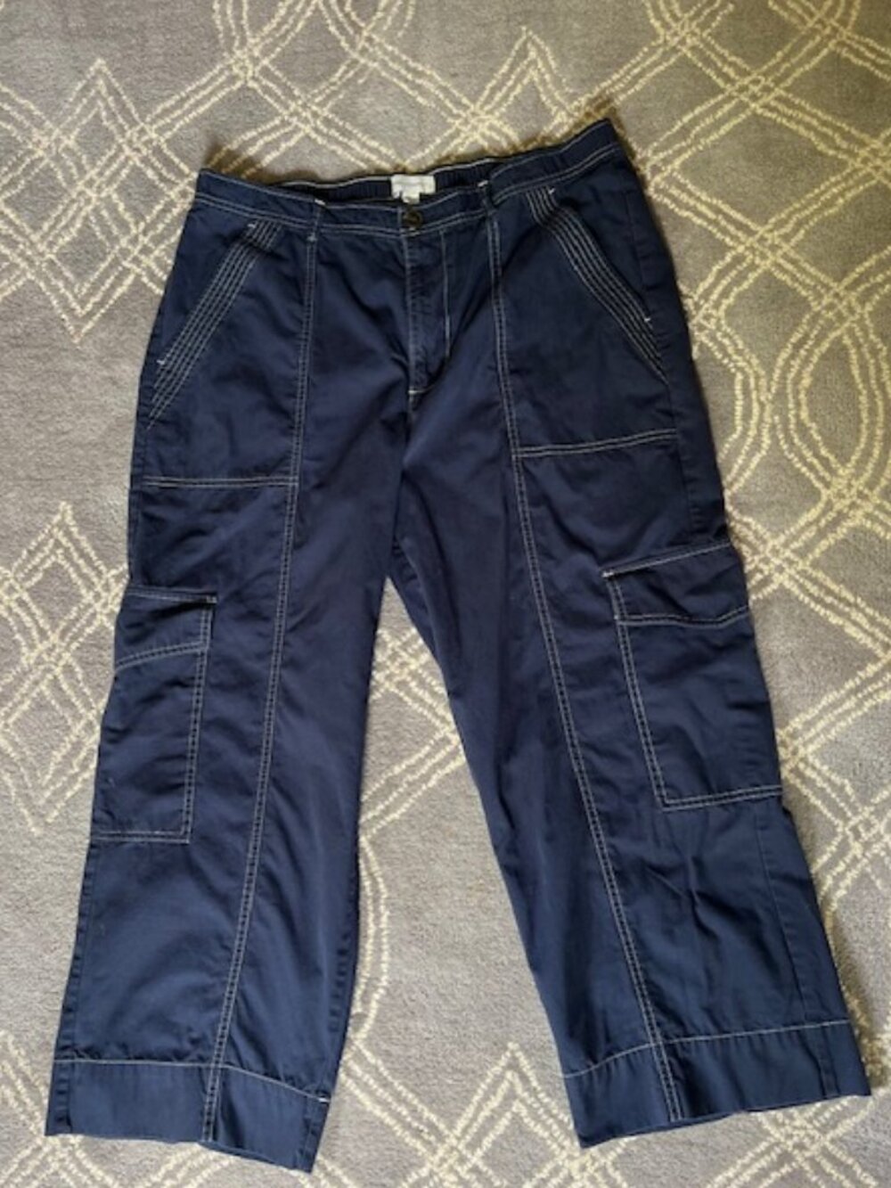 Free Assembly Navy Wide Leg Cargo Pants Women's Size XL